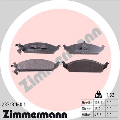 Zimmermann 23318.160.1 - Brake Pad Set, disc brake www.parts5.com