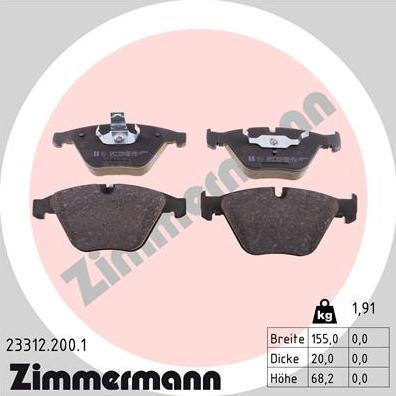 Zimmermann 23312.200.1 - Brake Pad Set, disc brake www.parts5.com