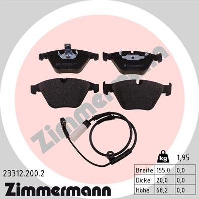 Zimmermann 23312.200.2 - Brake Pad Set, disc brake www.parts5.com