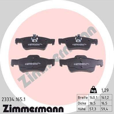 Zimmermann 23334.165.1 - Brake Pad Set, disc brake www.parts5.com