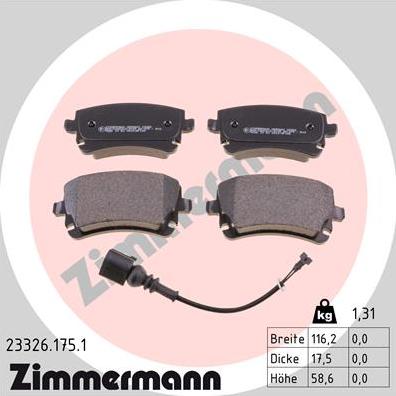 Zimmermann 23326.175.1 - Brake Pad Set, disc brake www.parts5.com