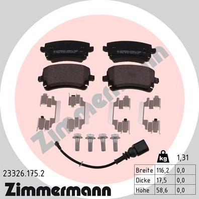 Zimmermann 23326.175.2 - Brake Pad Set, disc brake www.parts5.com