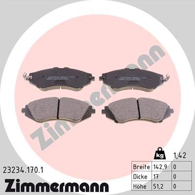 Zimmermann 23234.170.1 - Brake Pad Set, disc brake www.parts5.com