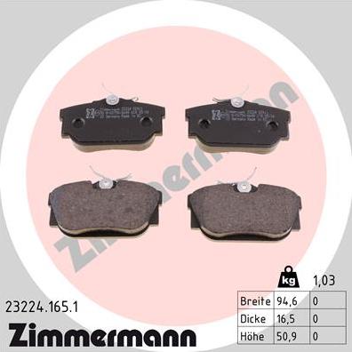 Zimmermann 23224.165.1 - Brake Pad Set, disc brake www.parts5.com