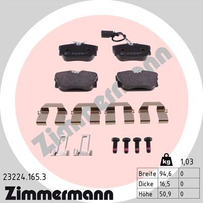 Zimmermann 23224.165.3 - Brake Pad Set, disc brake www.parts5.com