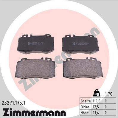 Zimmermann 23271.175.1 - Brake Pad Set, disc brake www.parts5.com