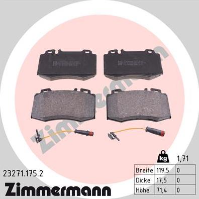 Zimmermann 23271.175.2 - Brake Pad Set, disc brake www.parts5.com