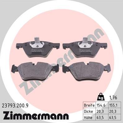 Zimmermann 23793.200.9 - Brake Pad Set, disc brake www.parts5.com