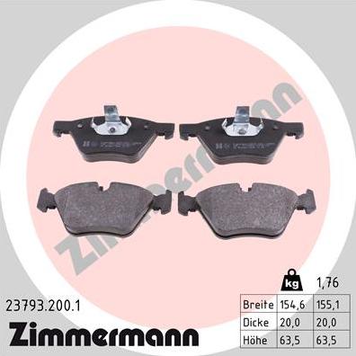 Zimmermann 23793.200.1 - Brake Pad Set, disc brake www.parts5.com