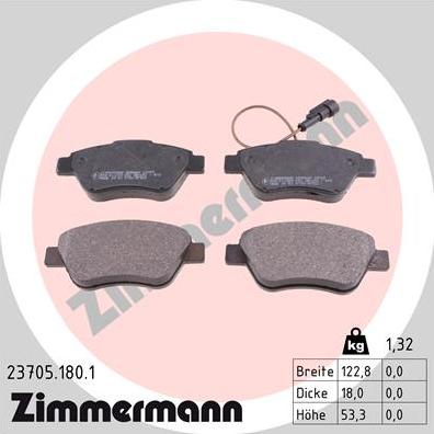 Zimmermann 23705.180.1 - Тормозные колодки, дисковые, комплект www.parts5.com