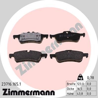 Zimmermann 23716.165.1 - Brake Pad Set, disc brake www.parts5.com