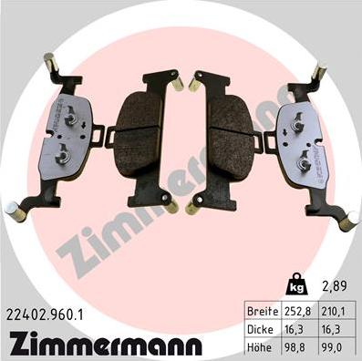 Zimmermann 22402.960.1 - Brake Pad Set, disc brake www.parts5.com