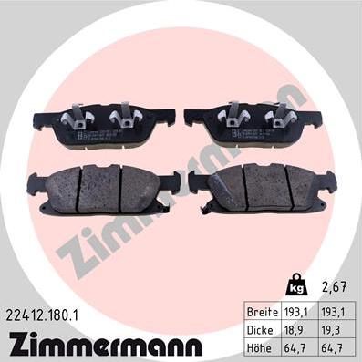 Zimmermann 22412.180.1 - Brake Pad Set, disc brake www.parts5.com