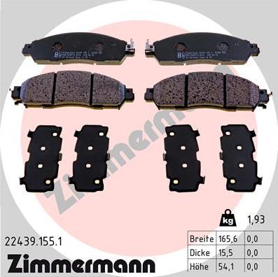 Zimmermann 22439.155.1 - Brake Pad Set, disc brake www.parts5.com