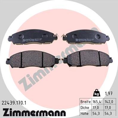 Zimmermann 22439.170.1 - Brake Pad Set, disc brake www.parts5.com