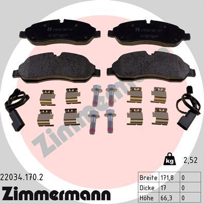 Zimmermann 22034.170.2 - Brake Pad Set, disc brake www.parts5.com