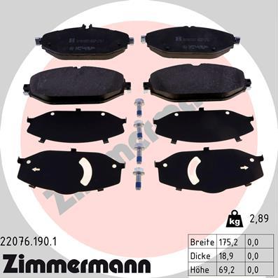 Zimmermann 22076.190.1 - Brake Pad Set, disc brake www.parts5.com