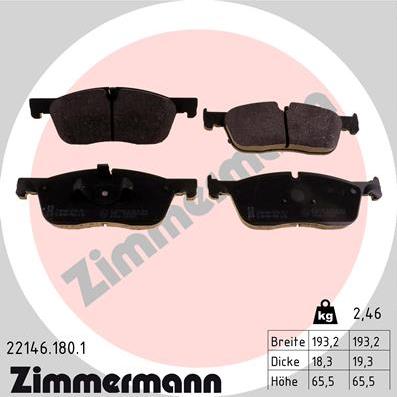 Zimmermann 22146.180.1 - Brake Pad Set, disc brake www.parts5.com