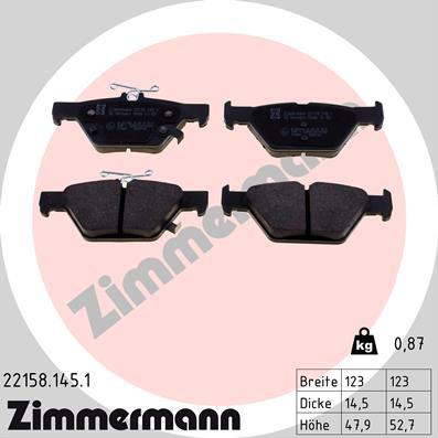 Zimmermann 22158.145.1 - Brake Pad Set, disc brake www.parts5.com