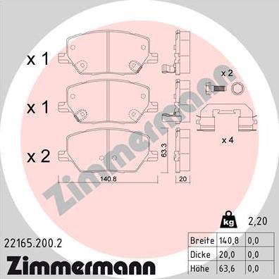 Zimmermann 22165.200.2 - Juego de pastillas de freno www.parts5.com
