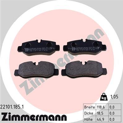 Zimmermann 22101.185.1 - Brake Pad Set, disc brake www.parts5.com