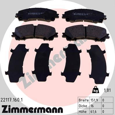 Zimmermann 22117.160.1 - Brake Pad Set, disc brake www.parts5.com