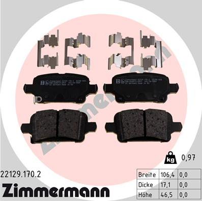 Zimmermann 22129.170.2 - Brake Pad Set, disc brake www.parts5.com