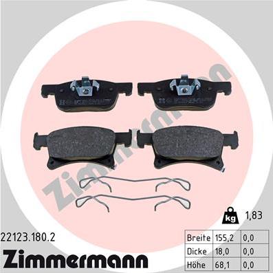 Zimmermann 22123.180.2 - Brake Pad Set, disc brake www.parts5.com