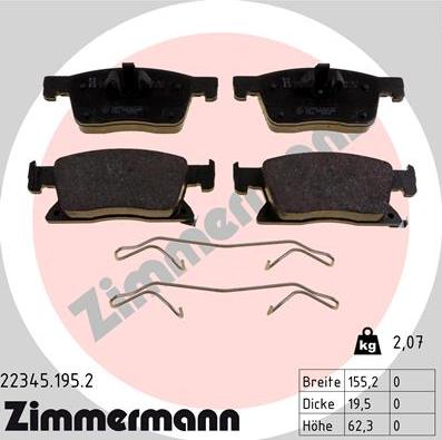 Zimmermann 22345.195.2 - Brake Pad Set, disc brake www.parts5.com