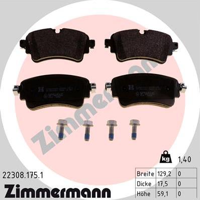 Zimmermann 22308.175.1 - Brake Pad Set, disc brake www.parts5.com