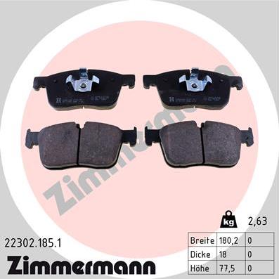 Zimmermann 22302.185.1 - Brake Pad Set, disc brake www.parts5.com