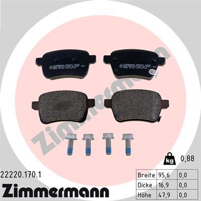 Zimmermann 22220.170.1 - Brake Pad Set, disc brake www.parts5.com