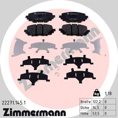 Zimmermann 22271.145.1 - Brake Pad Set, disc brake www.parts5.com