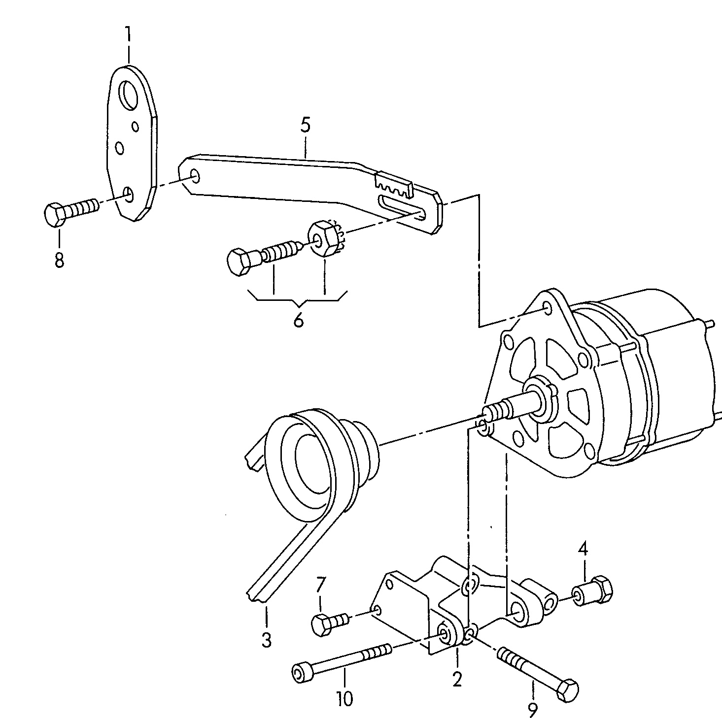 Seat N   900 744 04 - Connecting and mounting parts for alternator: 1 pcs. www.parts5.com