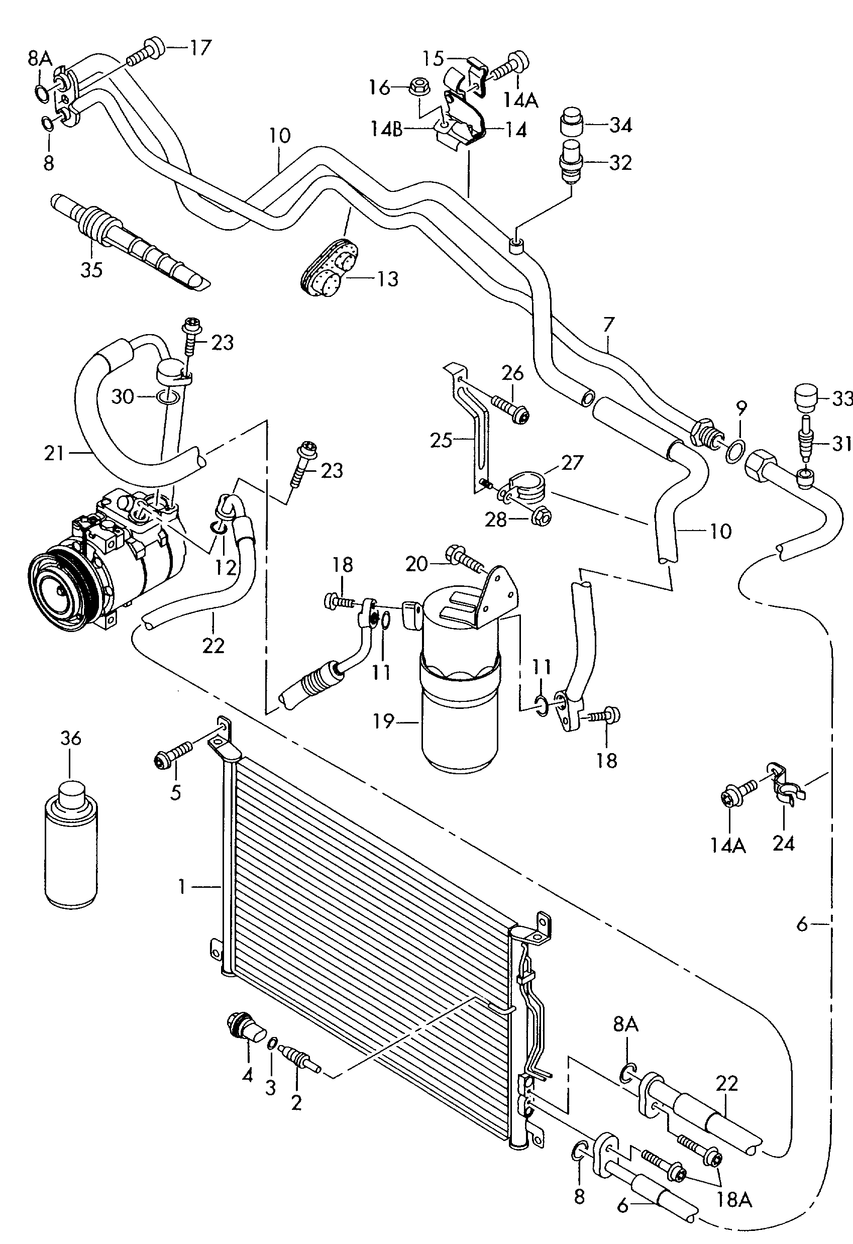 Porsche 4E0 260 749B - A/c condenser refrigerant circuit: 2 pcs. www.parts5.com