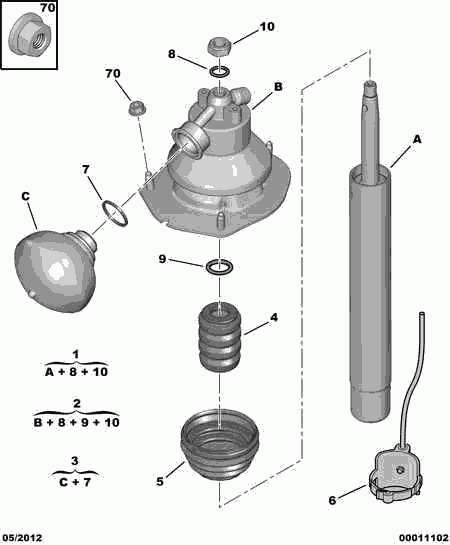 PEUGEOT (DF-PSA) 95 050 399 - Front suspension cylinder sphere: 02 pcs. www.parts5.com