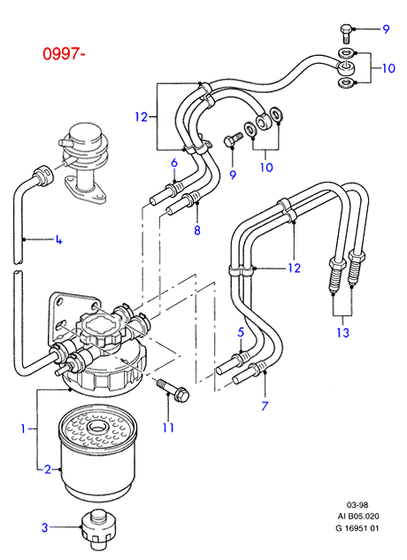 FORD 1016392 - Fuel lines and fuel filter, diesel                         (ai): 1 pcs. www.parts5.com