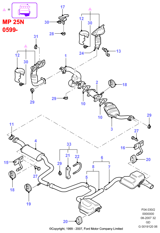 FORD 6 704 665 - Exhaust system with catalyst: 2 pcs. www.parts5.com