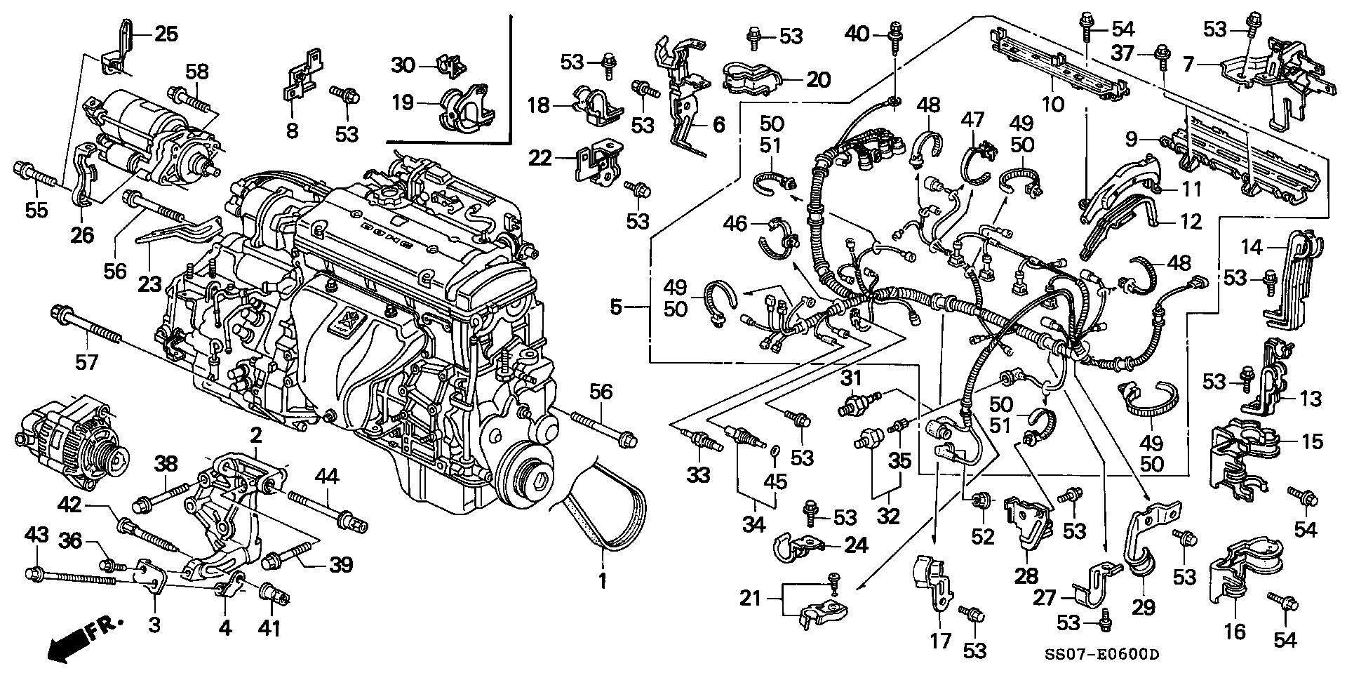 Honda 37240-PT0-004 - Engine wire harness/clamp: 001 pcs. www.parts5.com