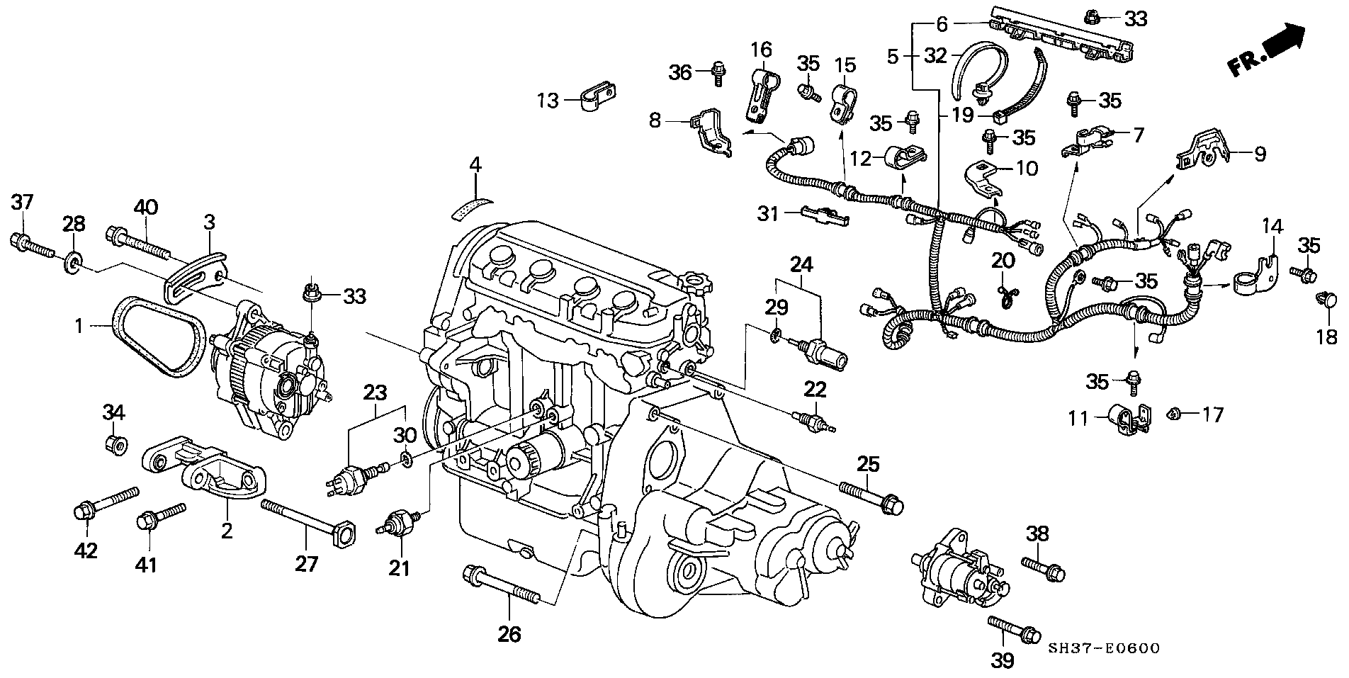 Honda 31110-PM3-003 - Engine sub cord/clamp (1): 001 pcs. www.parts5.com