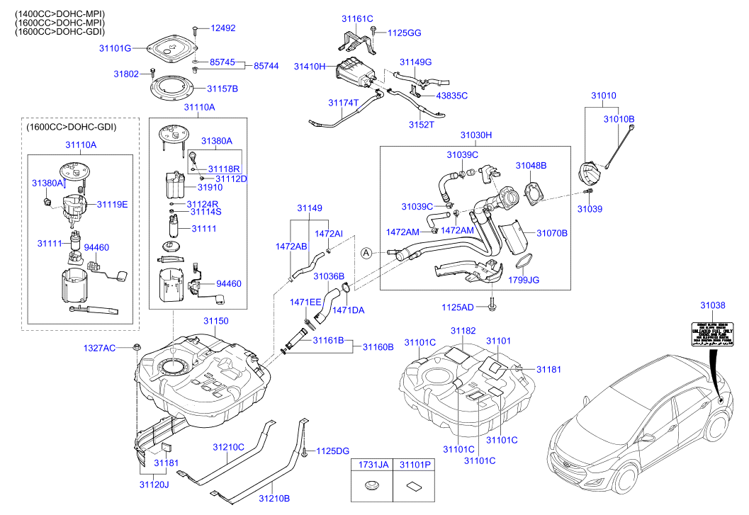 Hyundai 311111G500 - Fuel system: 1 pcs. www.parts5.com