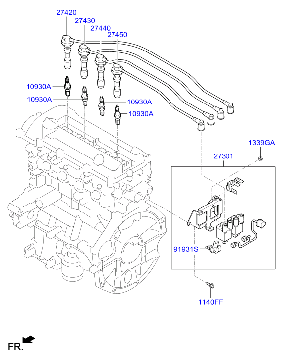 Hyundai 27440-03000 - Spark plug & cable: 1 pcs. www.parts5.com