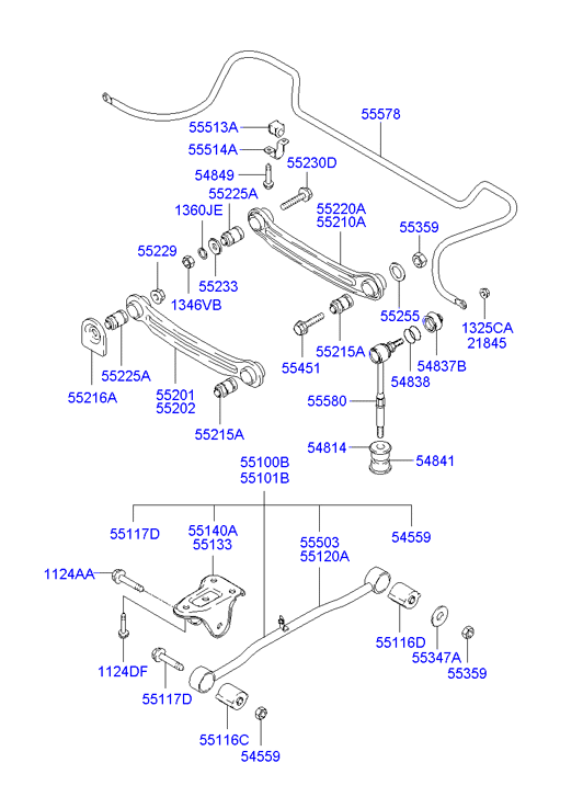 Hyundai 5523022000 - Rear suspension control arm: 2 pcs. www.parts5.com