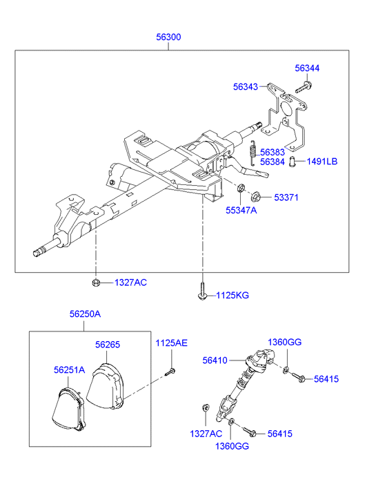 Hyundai 5640026000 - Steering column & shaft: 1 pcs. www.parts5.com