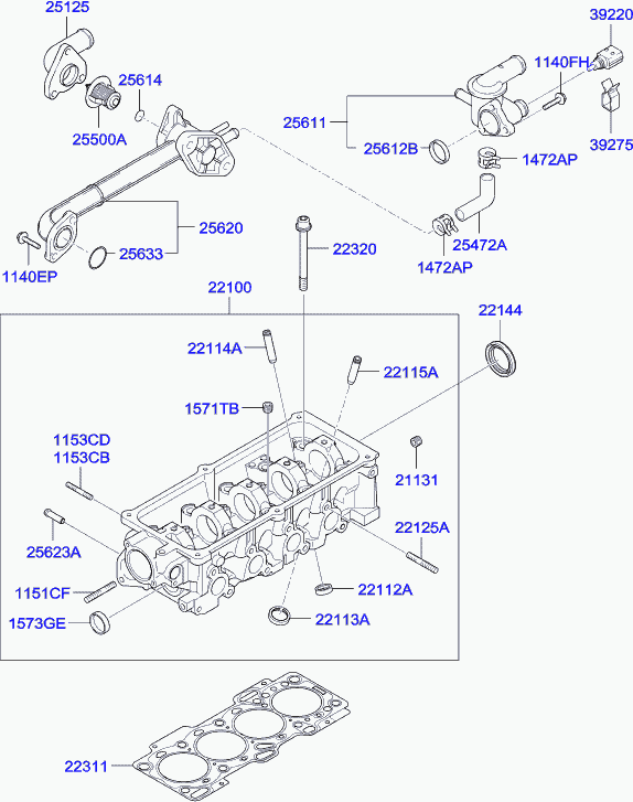 Hyundai 22144-21010 - Cylinder head (sohc): 1 pcs. www.parts5.com