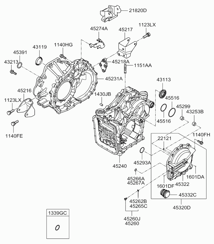 Hyundai 43119-39030 - Automatic transmission case: 1 pcs. www.parts5.com