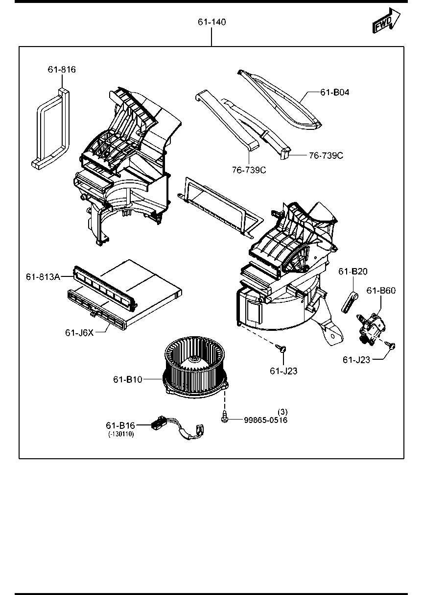 MAZDA KD45-61-B60 - Heater blower components: 1 pcs. www.parts5.com