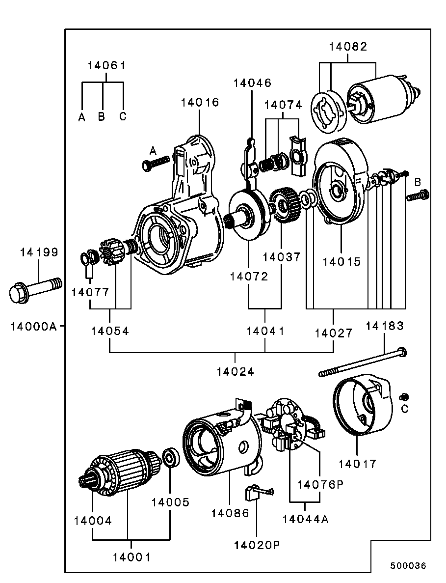 Mitsubishi MD607643 - Engine electrical - starter: 01 pcs. www.parts5.com
