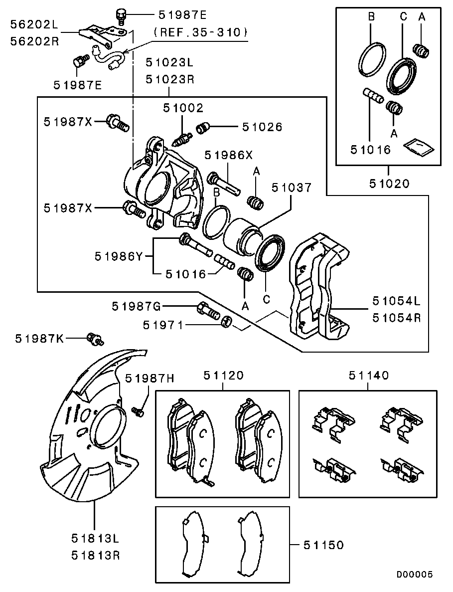 Mitsubishi MR527540 - Brake - front wheel brake: 04 pcs. www.parts5.com
