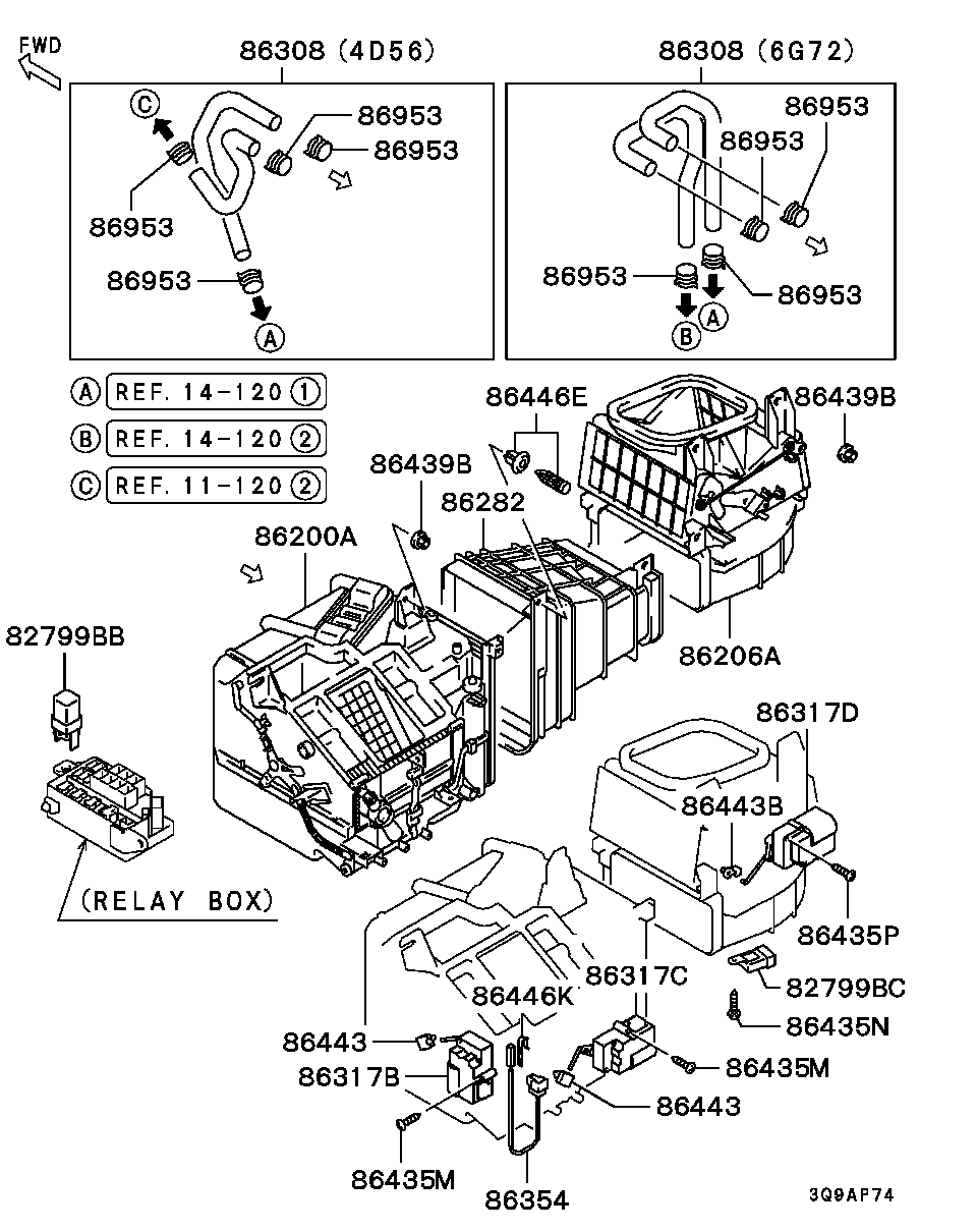 Mitsubishi MR588567 - Heater,a/c & ventilation - heater unit & piping: 01 pcs. www.parts5.com